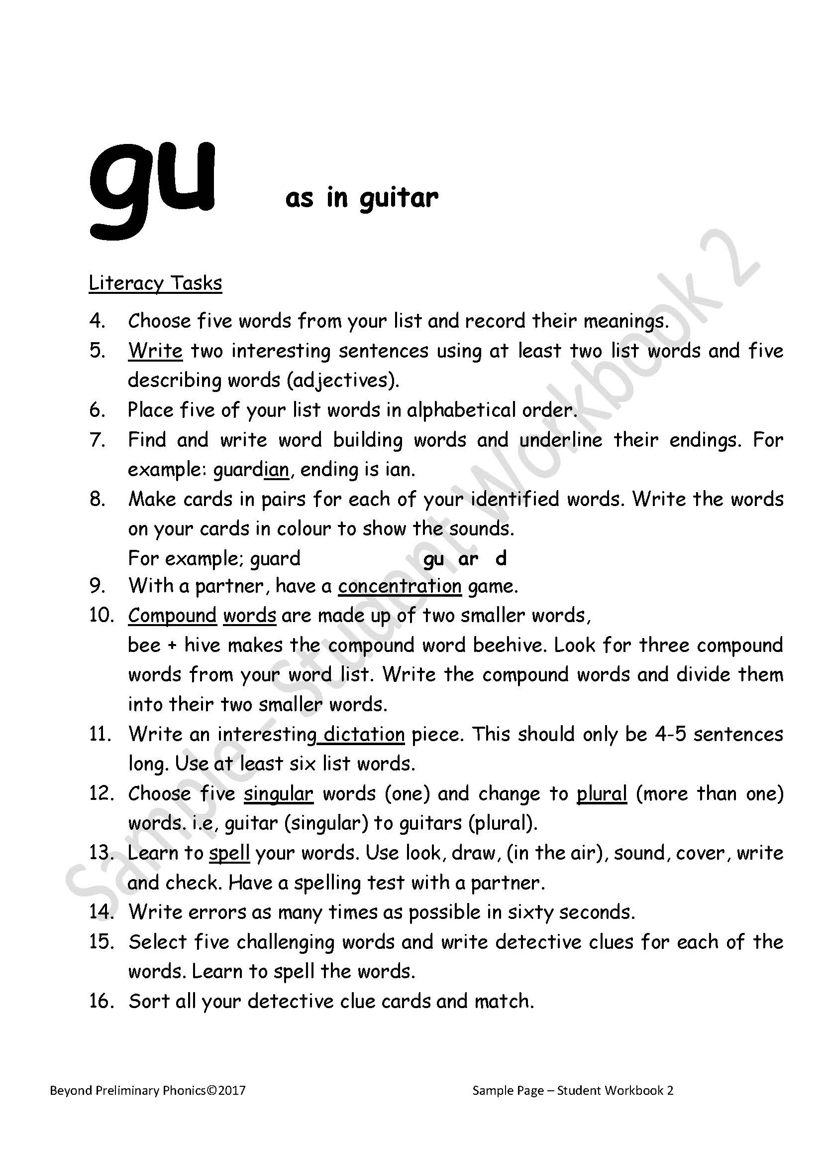 Sample Student Workbook 2 gu sound pg2 Thumb nail